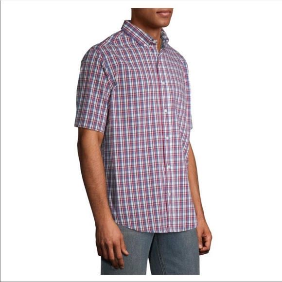 🆕George Men’s Plaid Poplin Short Sleeve Shirt - Picture 3 of 6